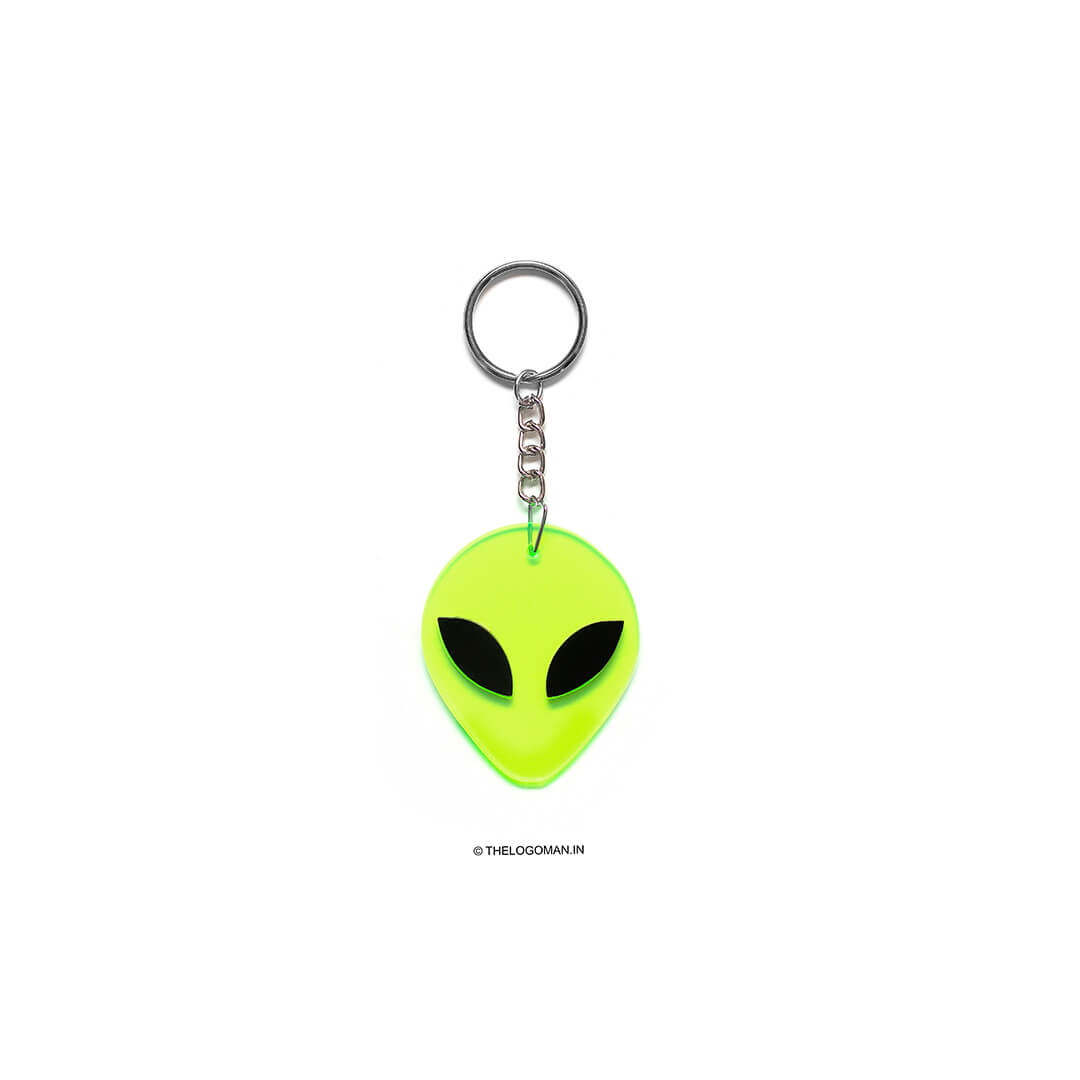 Alien Face 3D Keychain Glass