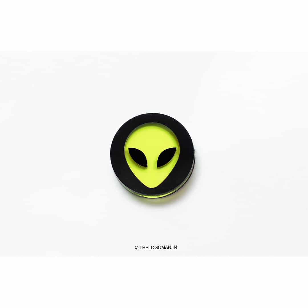 Alien Head Face 3D Emblem Decal Mobile Phone Sticker Logo