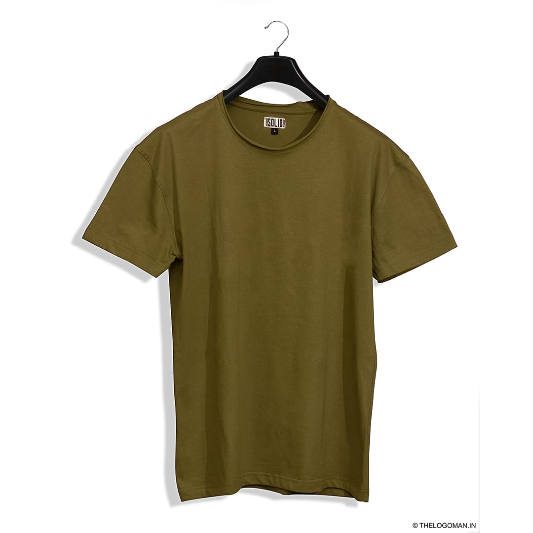 Army Green Solid Unisex Cotton T-Shirt