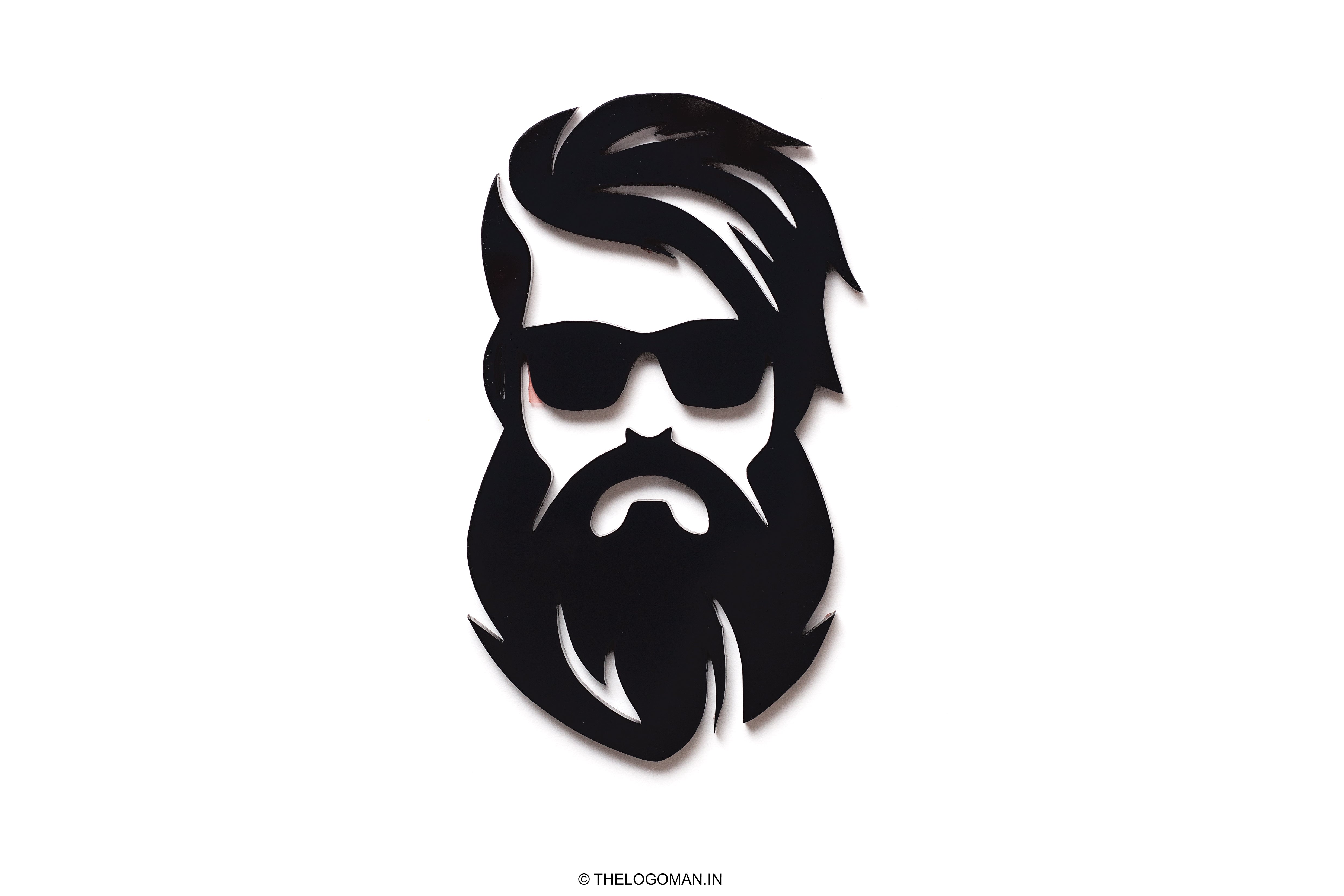 Beard Thug Man 3D Acrylic Emblem Decal Sticker for Car and Bike
