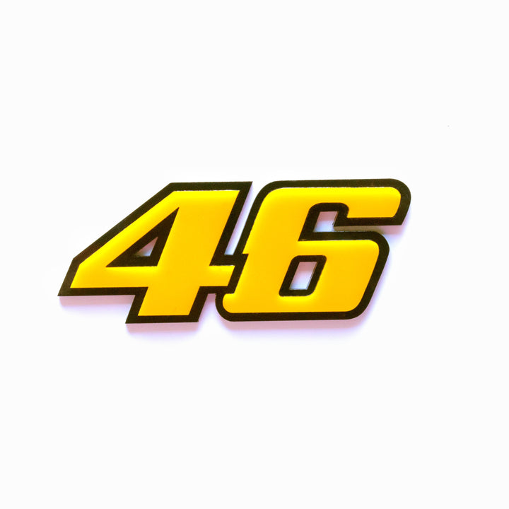 Yellow '46' logo on a white background