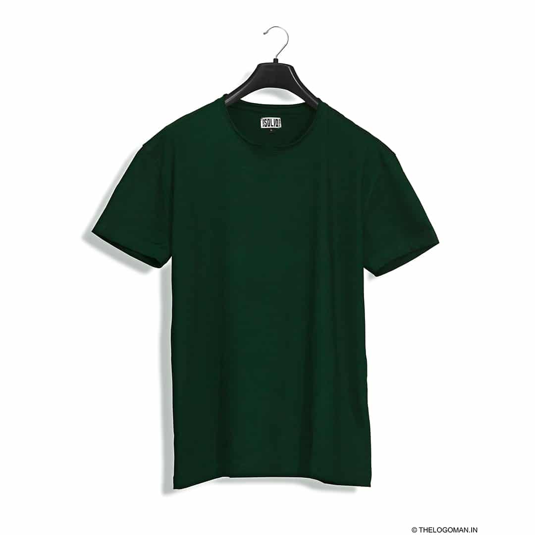 Bottle Green Solid Unisex Cotton T-Shirt