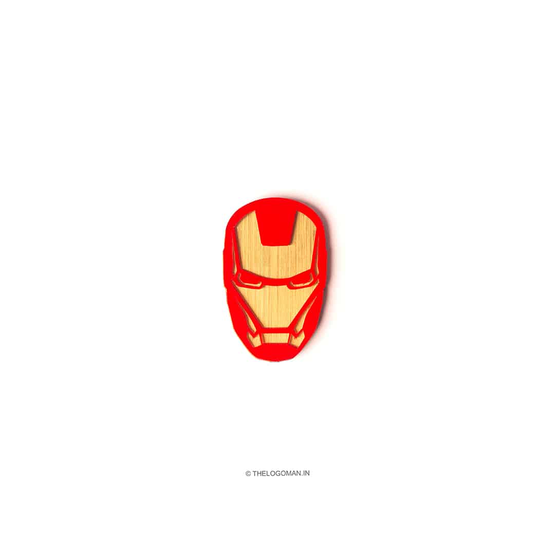 Iron Man Red and Gold 3D Emblem Decal Mobile Phone Sticker Logo