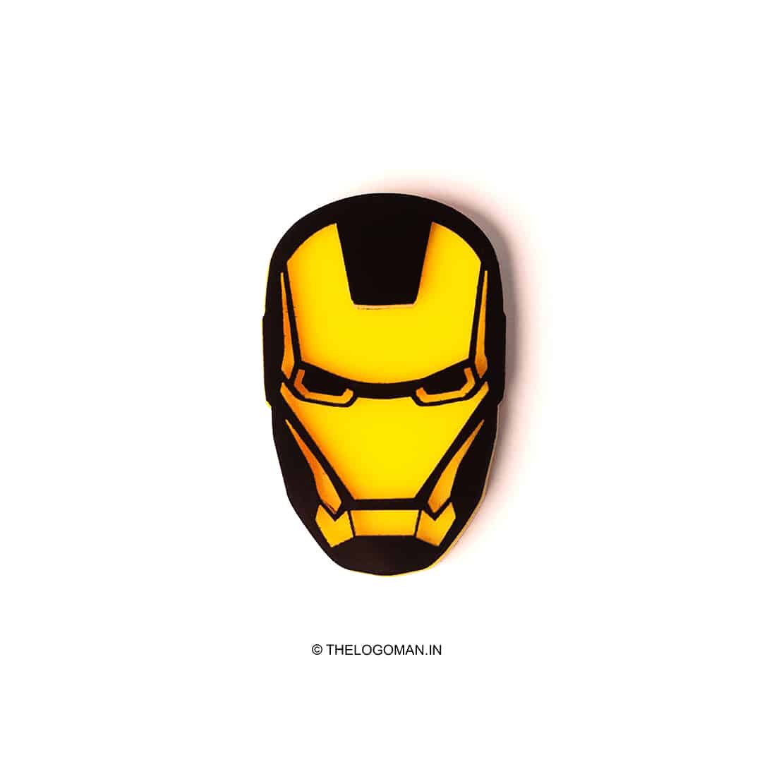 Iron Man Yellow 3D Emblem Decal Mobile Phone Sticker Logo