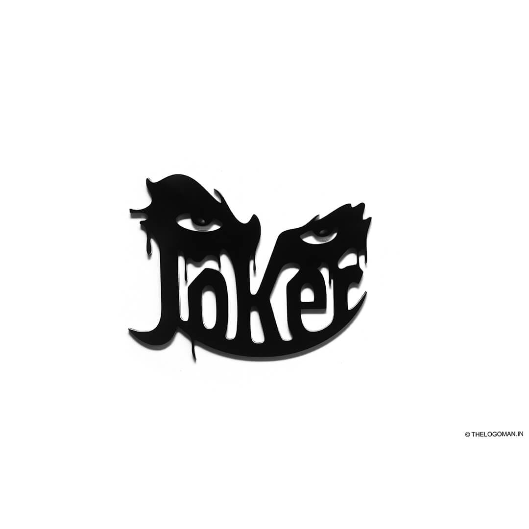 Joker text face 3D Acrylic Emblem Decal Sticker for Car and Bike