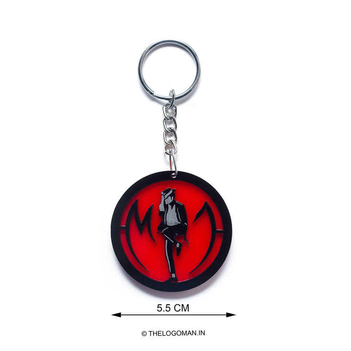 Keychain with a design on an orange background