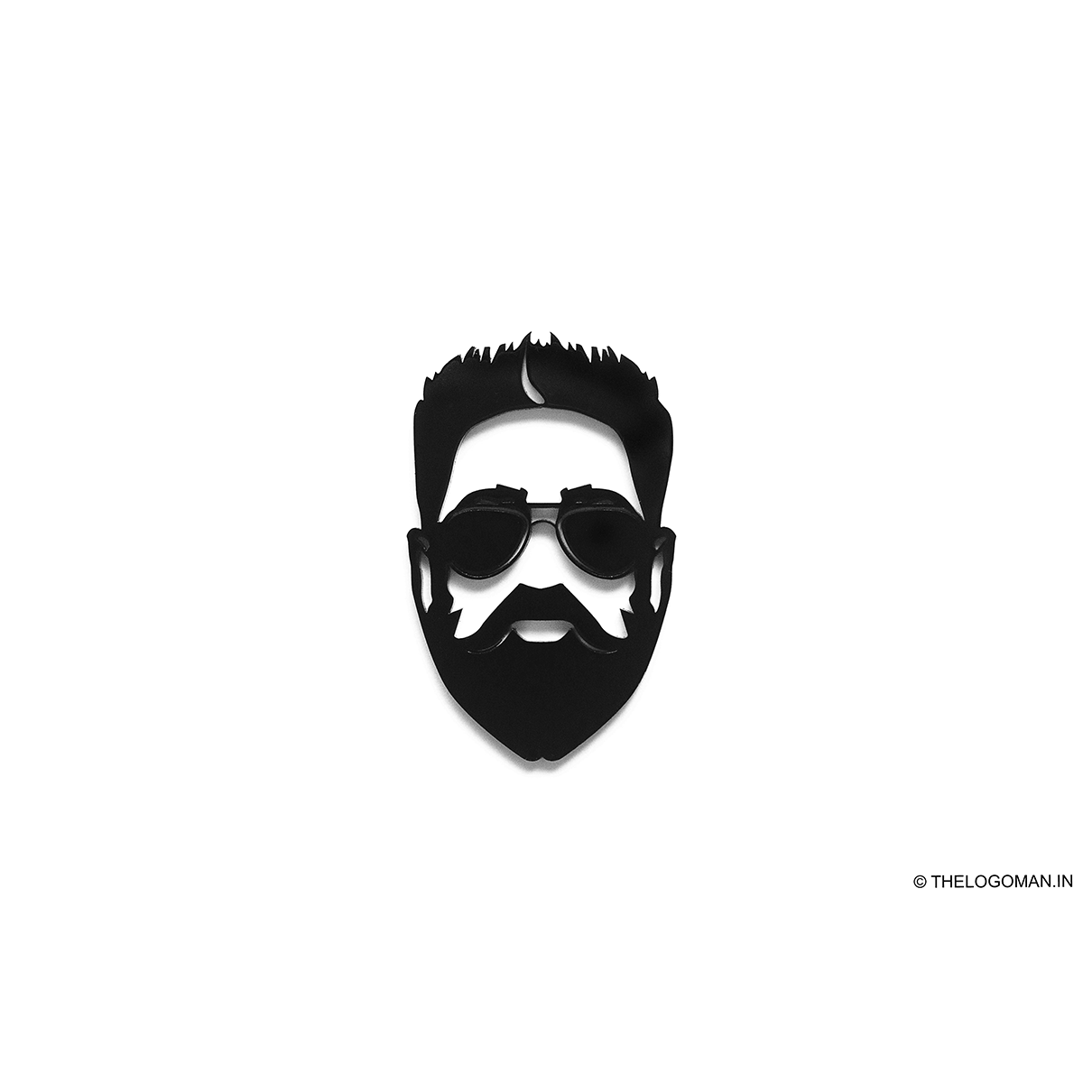 Black silhouette of a face with sunglasses on a white background