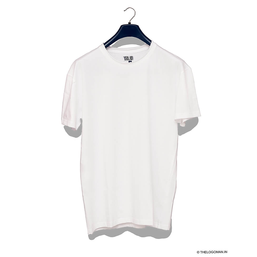 White Solid Unisex Cotton T-Shirt